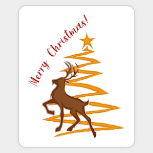 Colorful christmas deer and tree Magnet